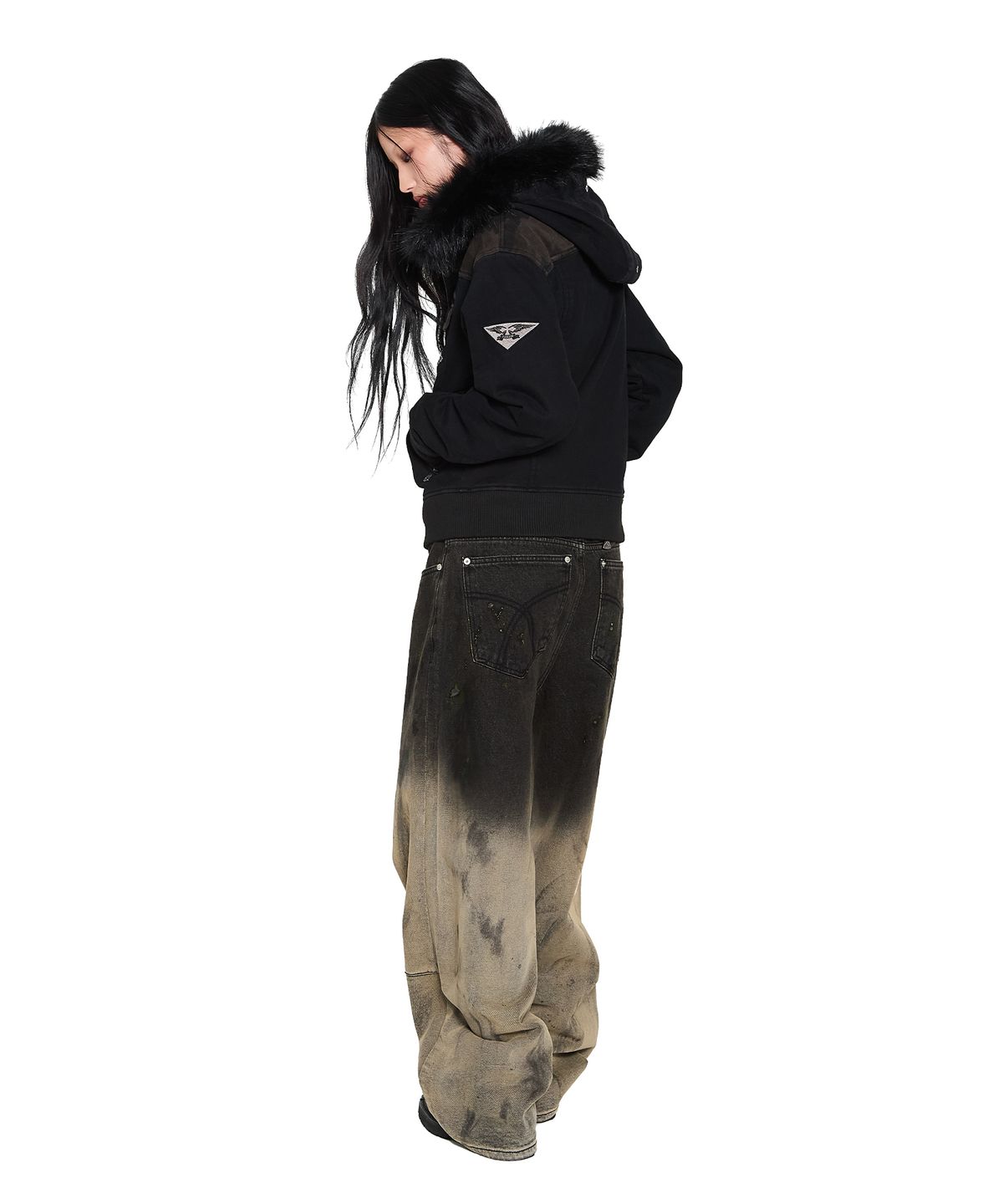 아캄(AAKAM) Dirty Gradation Denim Pants (Black)