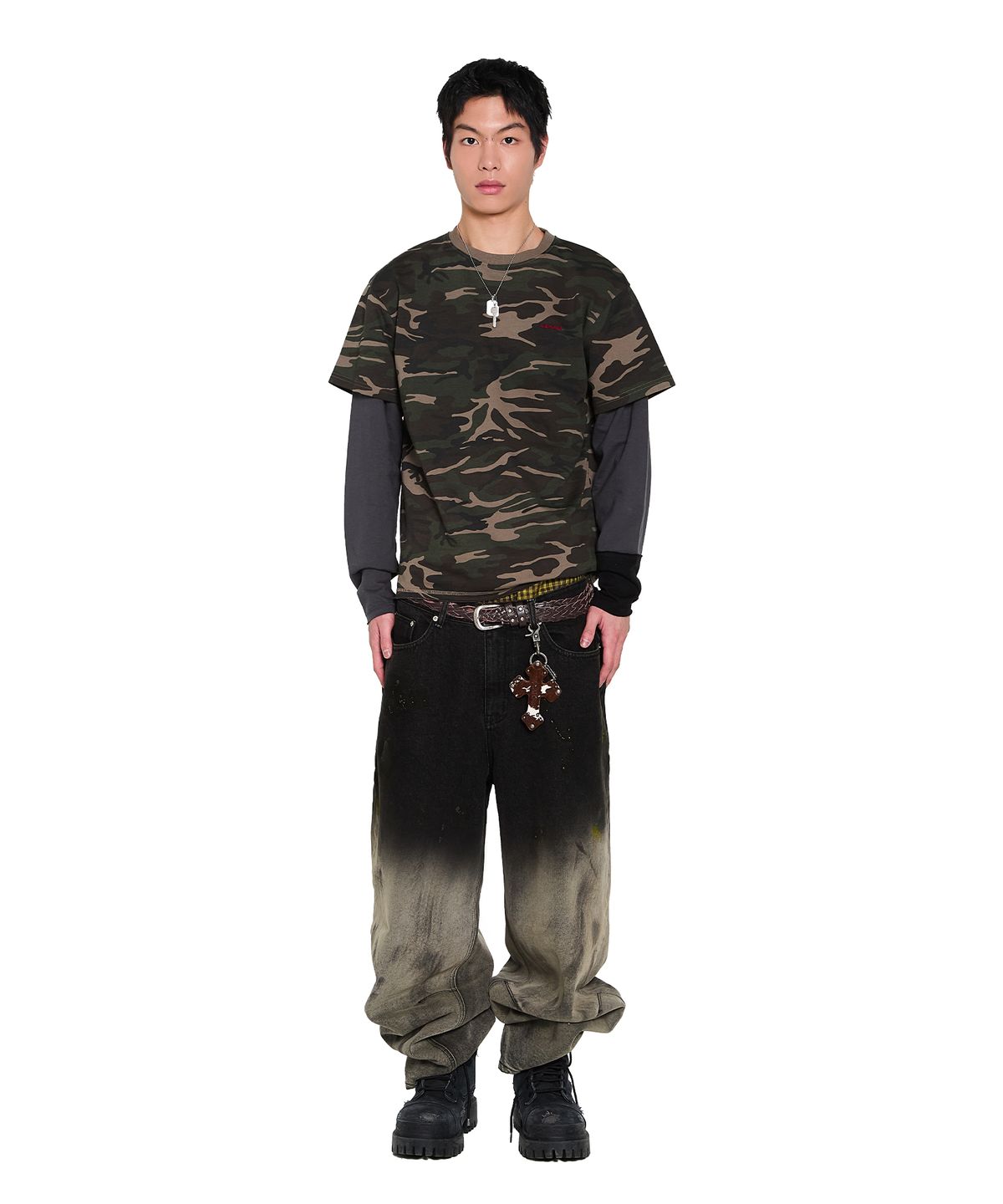 아캄(AAKAM) Dirty Gradation Denim Pants (Black)