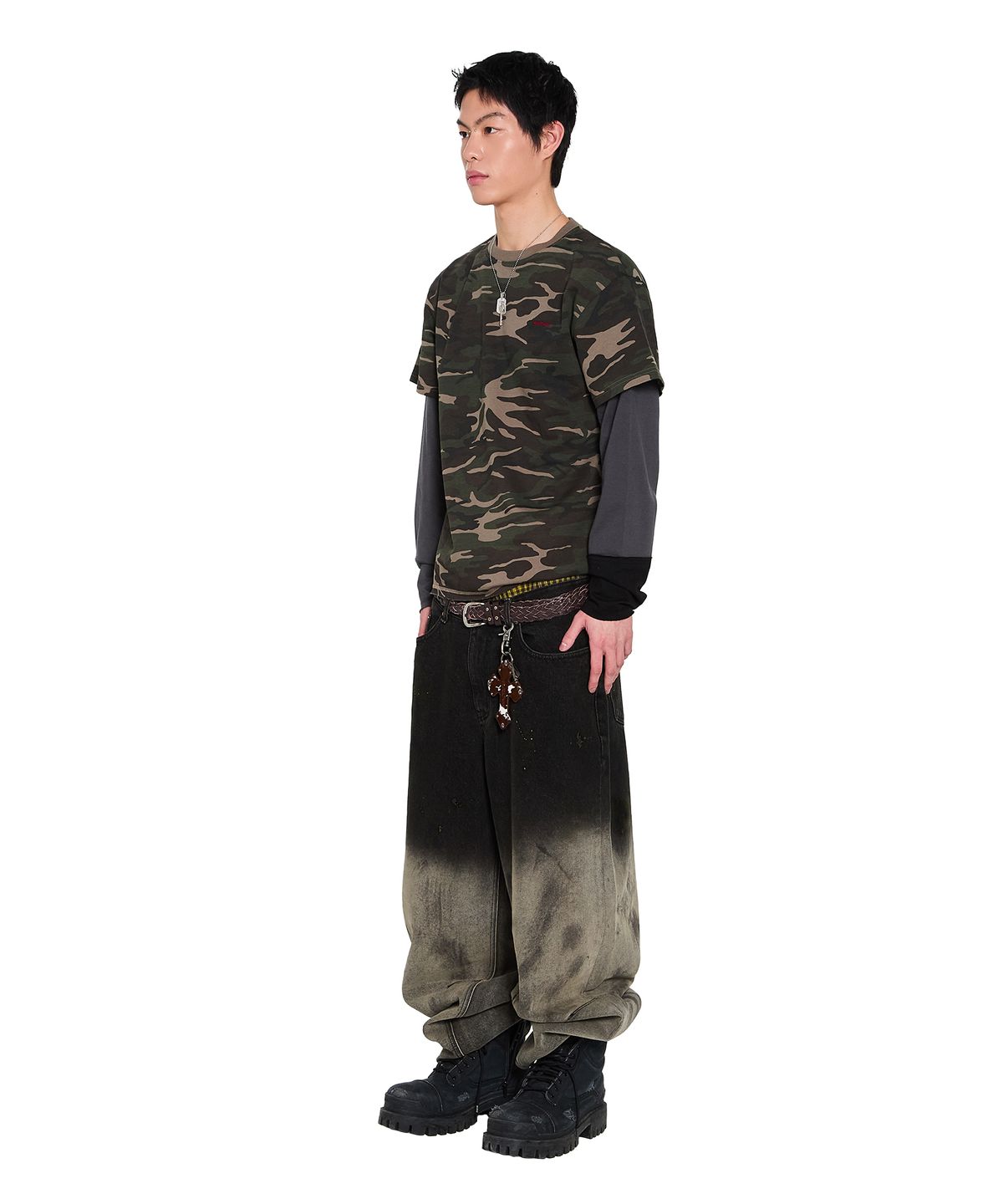 아캄(AAKAM) Dirty Gradation Denim Pants (Black)