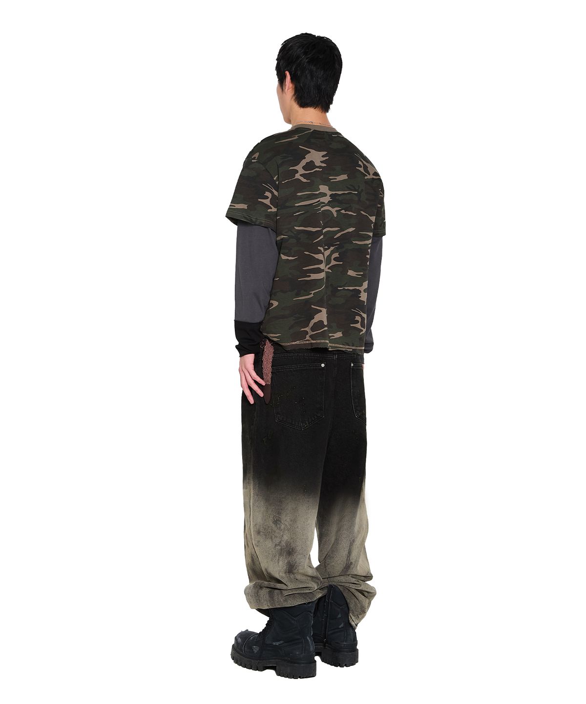 아캄(AAKAM) Dirty Gradation Denim Pants (Black)