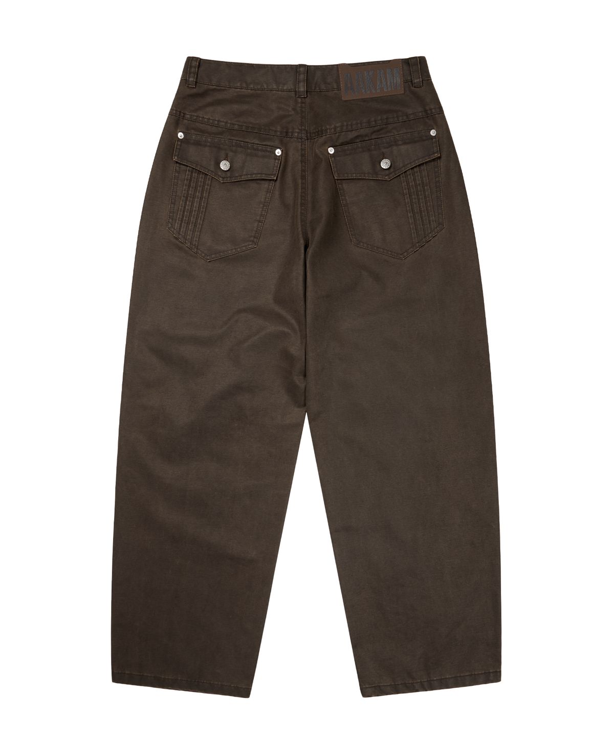 아캄(AAKAM) Knee Panel Washed Leather Pants (Brown)
