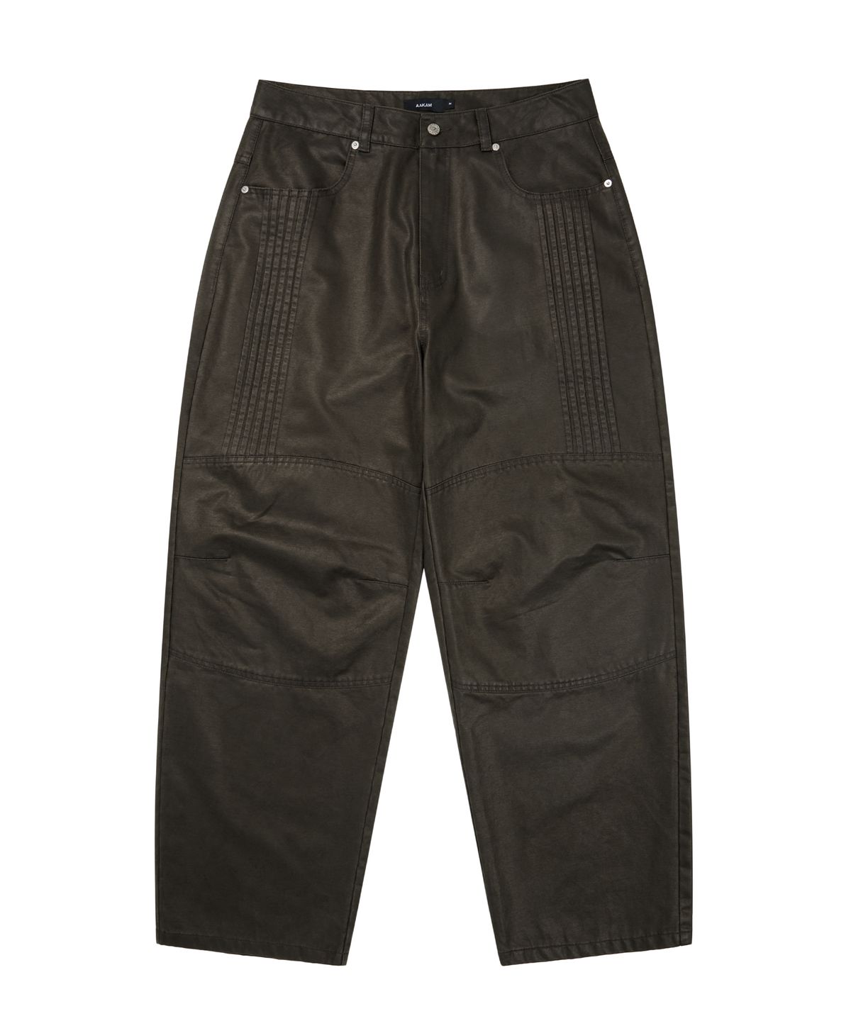 아캄(AAKAM) Knee Panel Washed Leather Pants (Black)