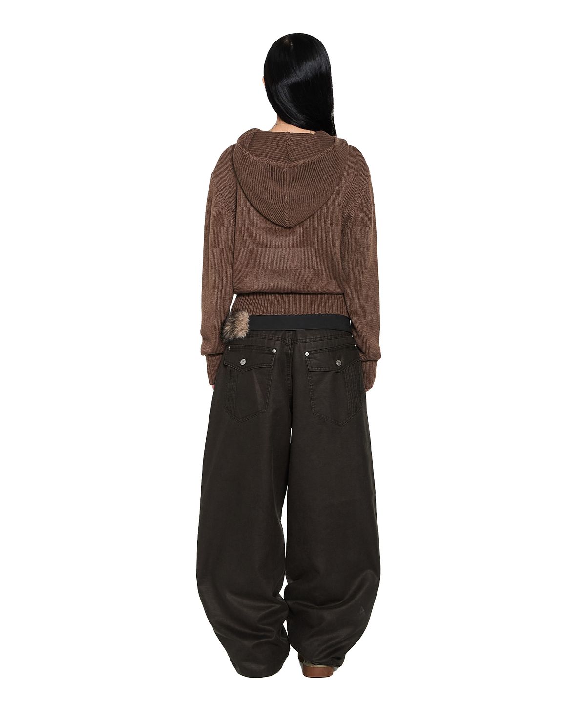 아캄(AAKAM) Knee Panel Washed Leather Pants (Black)