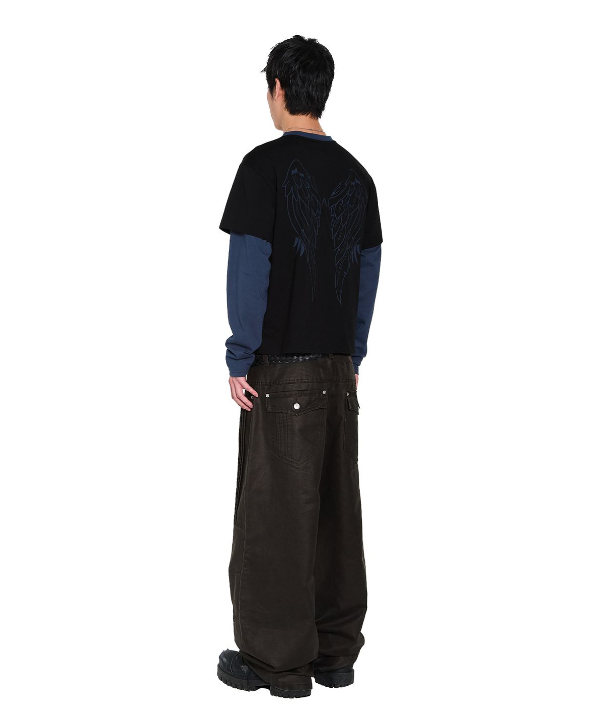아캄(AAKAM) Knee Panel Washed Leather Pants (Black)