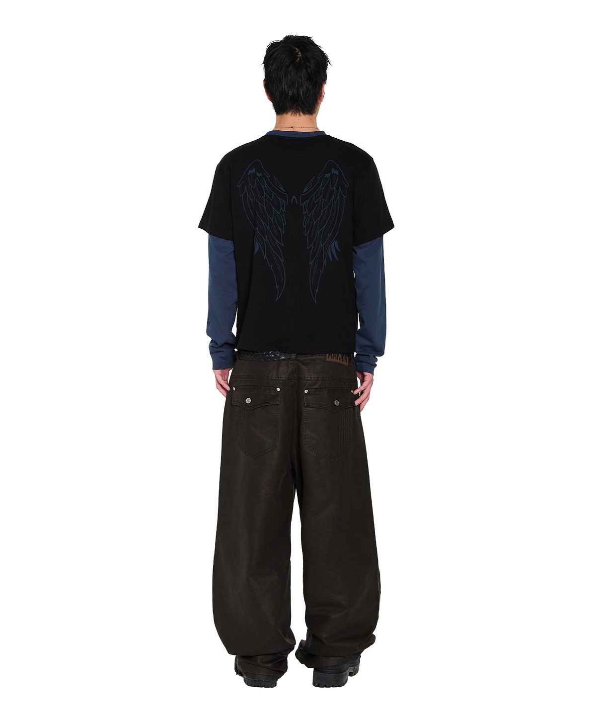 아캄(AAKAM) Knee Panel Washed Leather Pants (Black)