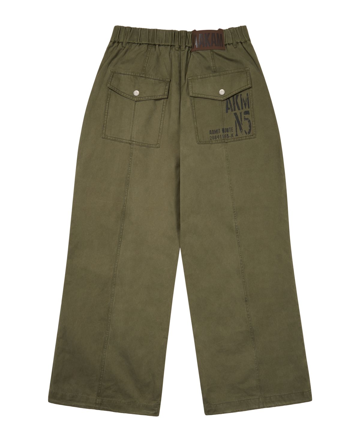 아캄(AAKAM) Knee Pin-Tuck Side Button Pants (Khaki)
