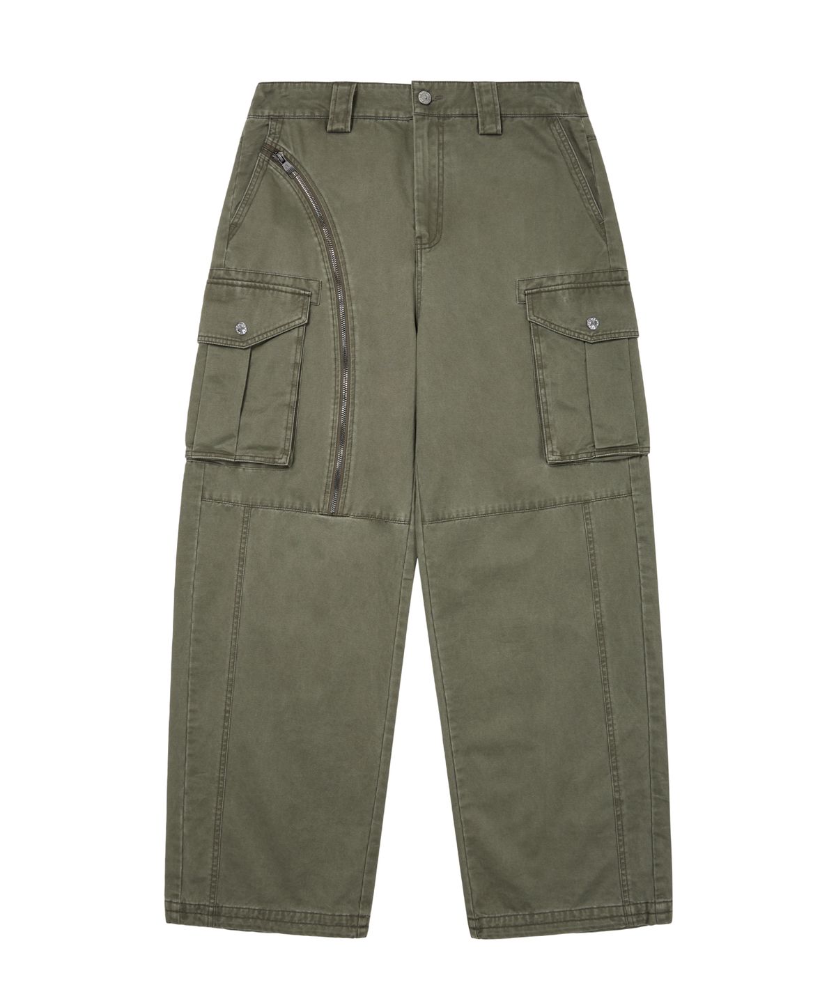 아캄(AAKAM) Oblique Zippered Cargo Pants (Khaki)