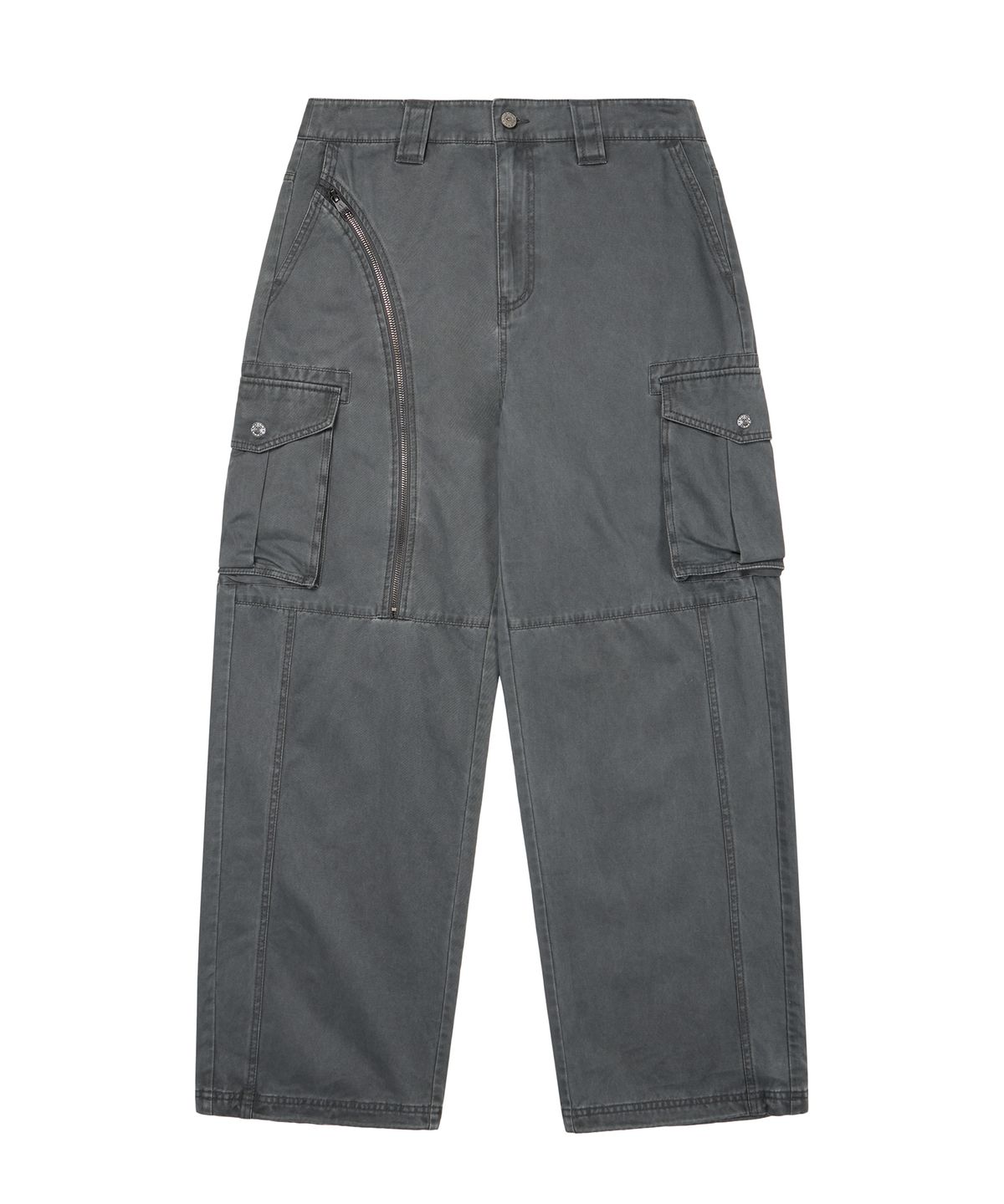 아캄(AAKAM) Oblique Zippered Cargo Pants (Dark Gray)