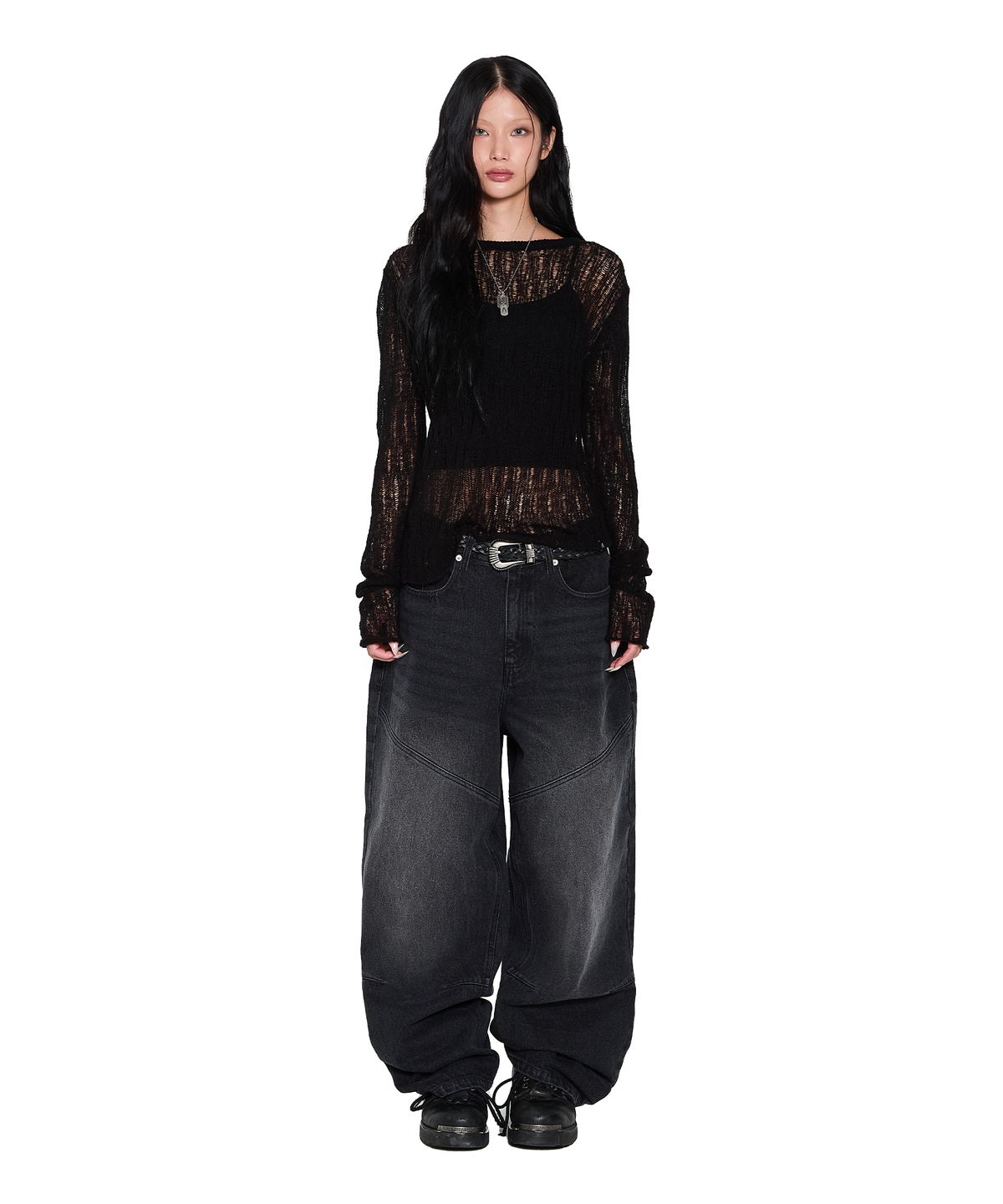 아캄(AAKAM) See-Through Knitted Long Sleeve (Black)