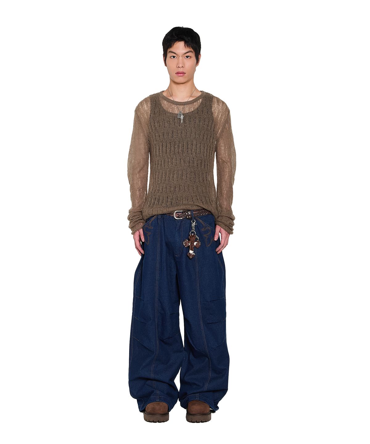아캄(AAKAM) See-Through Knitted Long Sleeve (Beige)