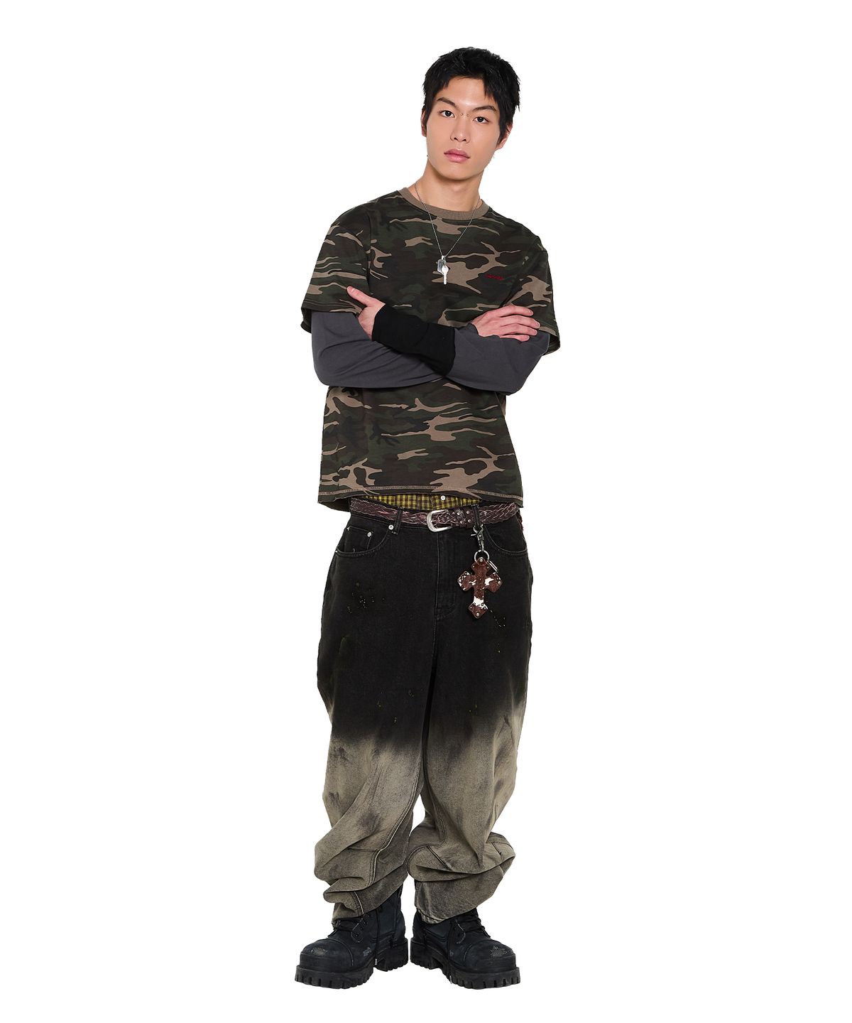 아캄(AAKAM) Camouflage layered Long Sleeve (Khaki)