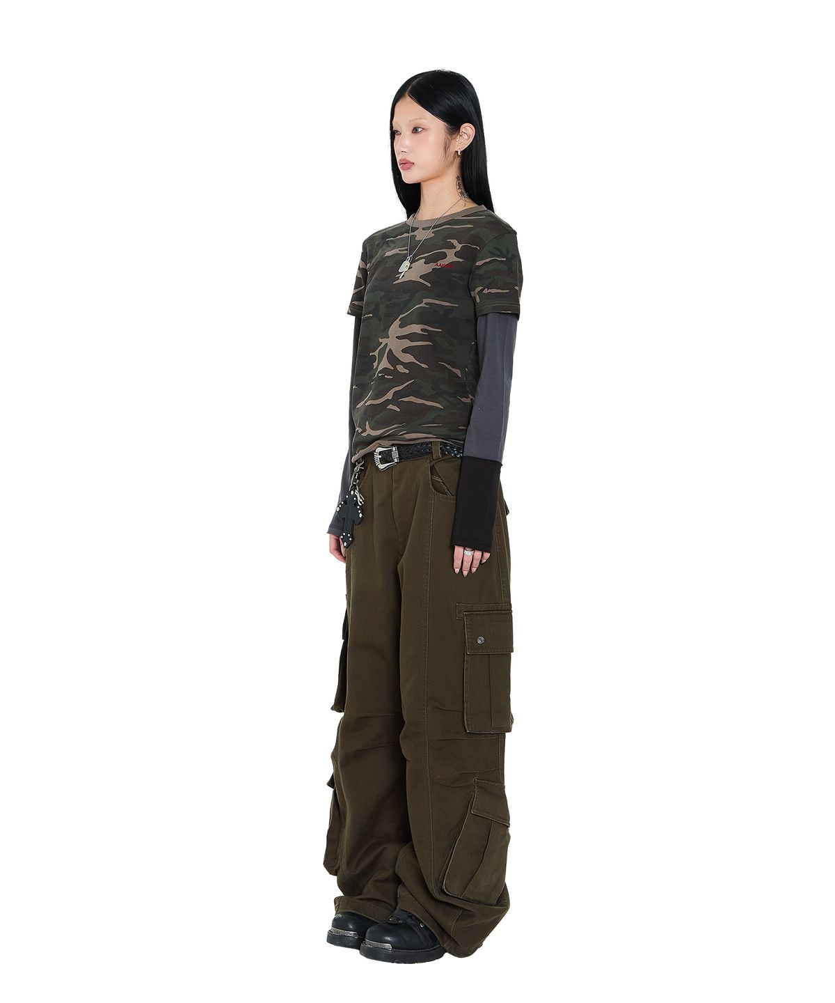 아캄(AAKAM) Camouflage layered Long Sleeve (Khaki)