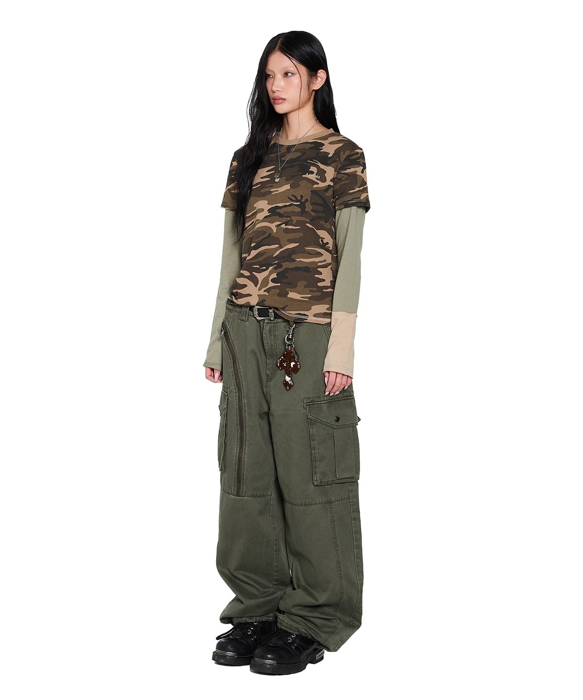 아캄(AAKAM) Camouflage layered Long Sleeve (Brown)
