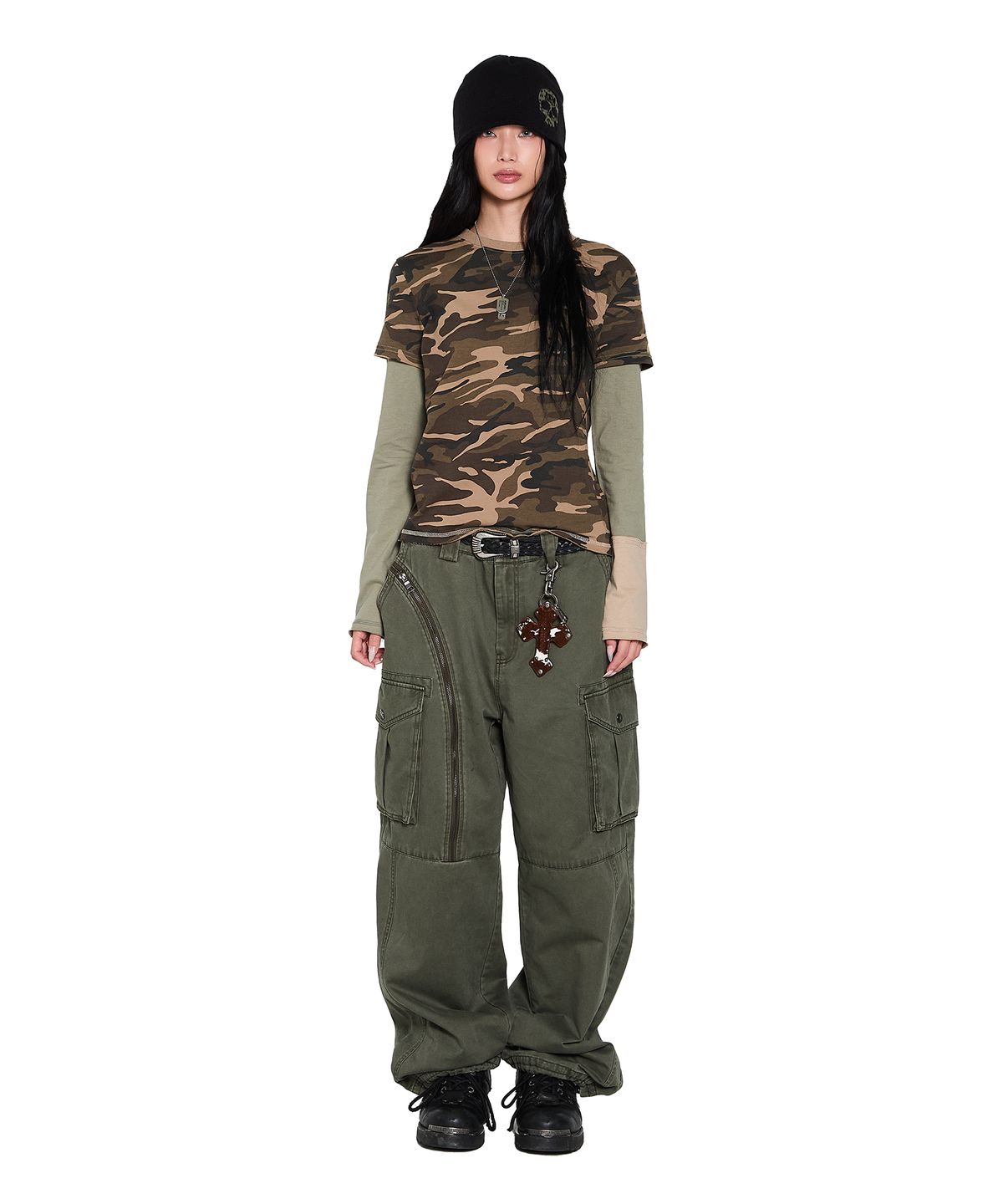 아캄(AAKAM) Camouflage layered Long Sleeve (Brown)