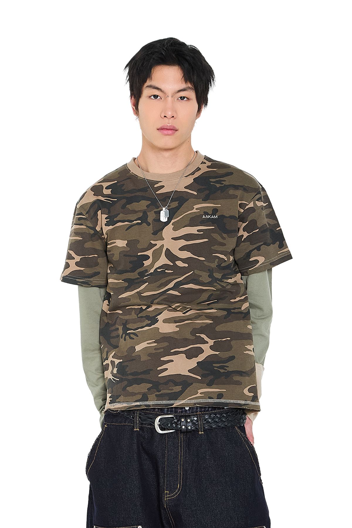 아캄(AAKAM) Camouflage layered Long Sleeve (Brown)