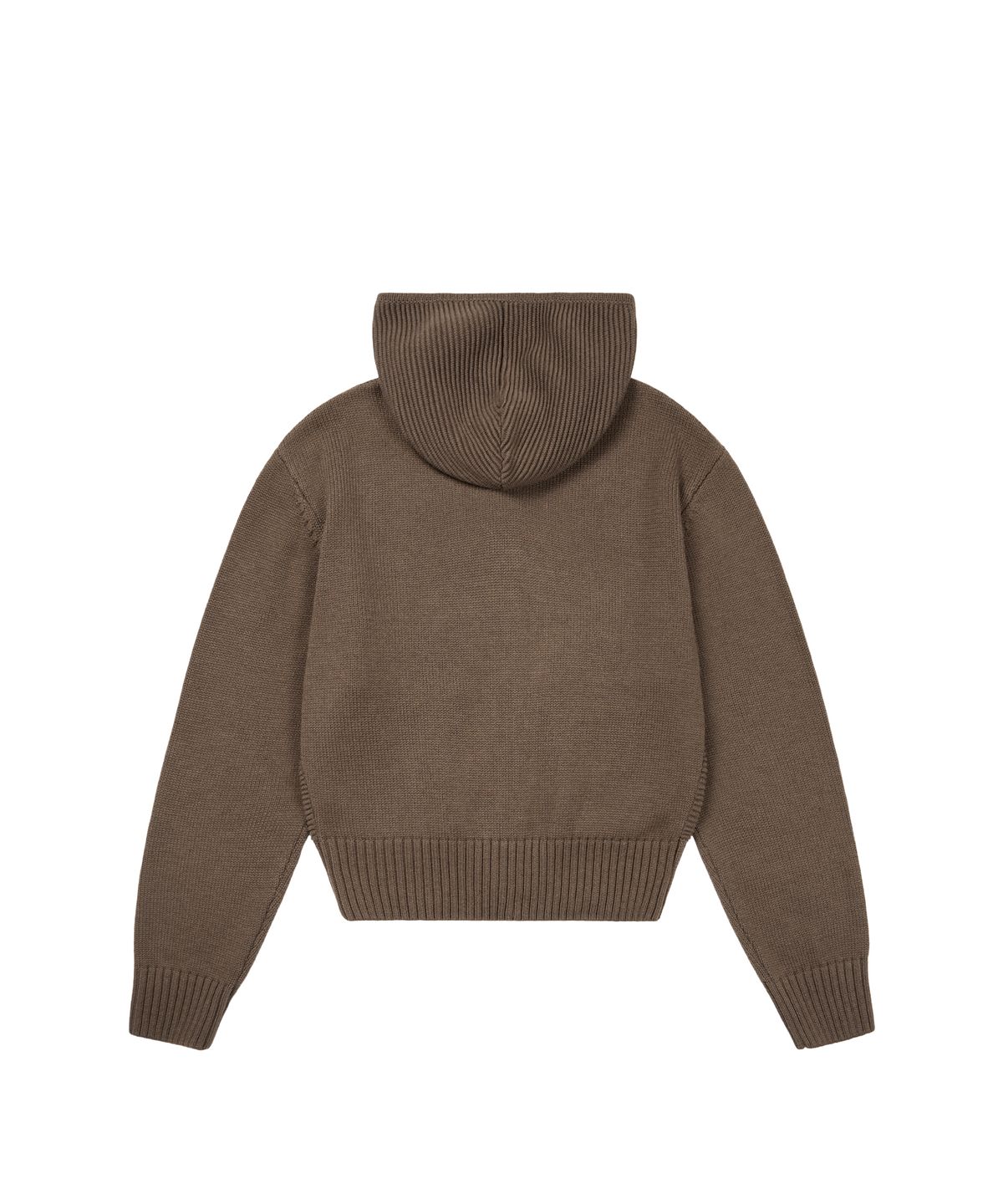 아캄(AAKAM) Structure Contrast Knitted Zip-Up Hoodie (Brown)