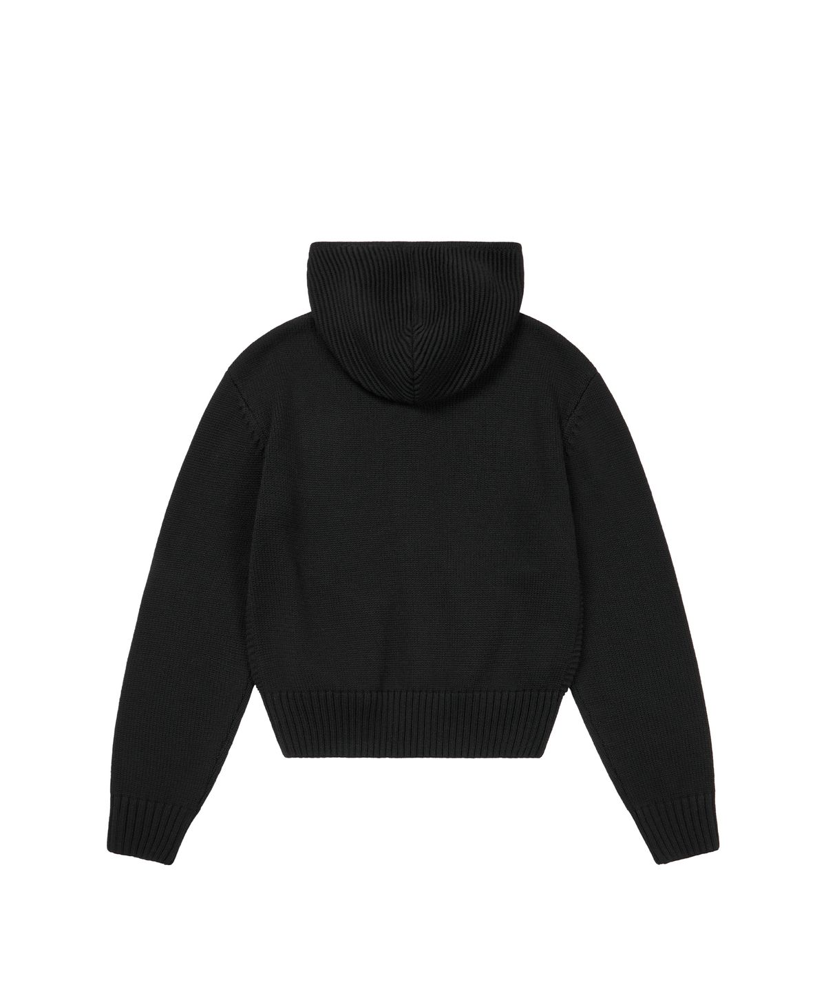 아캄(AAKAM) Structure Contrast Knitted Zip-Up Hoodie (Black)