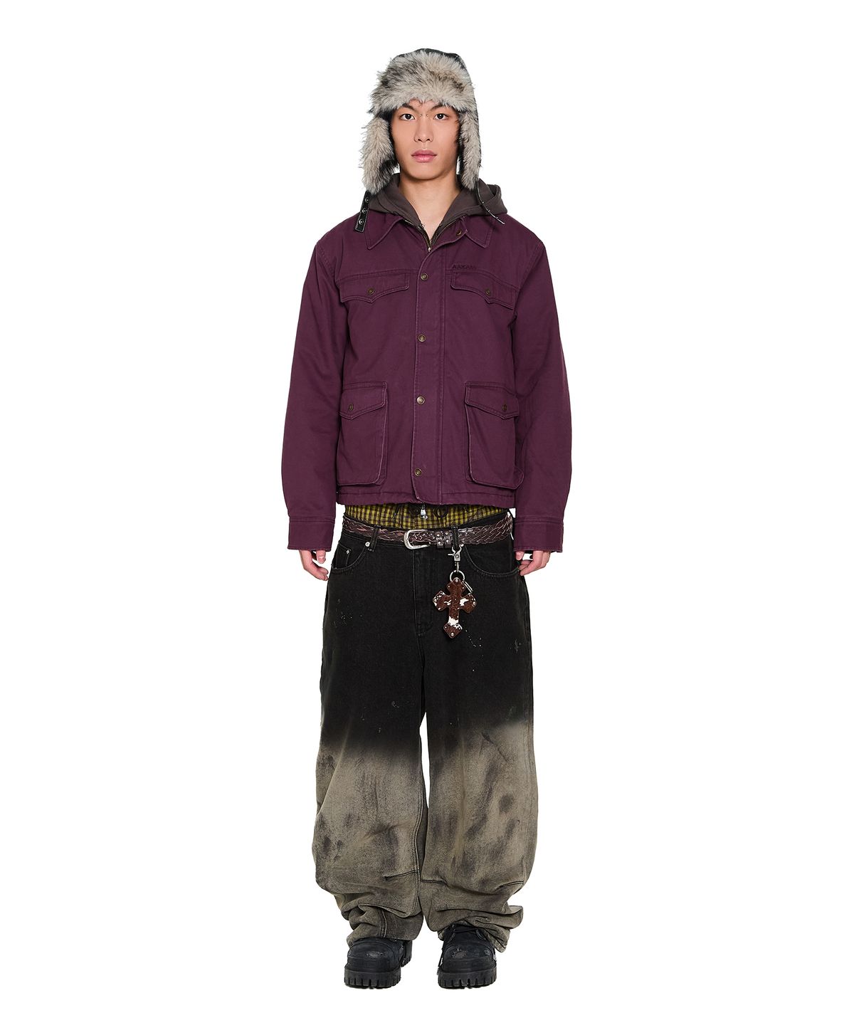 아캄(AAKAM) 4-Pocket Collar Work Jacket (Purple)