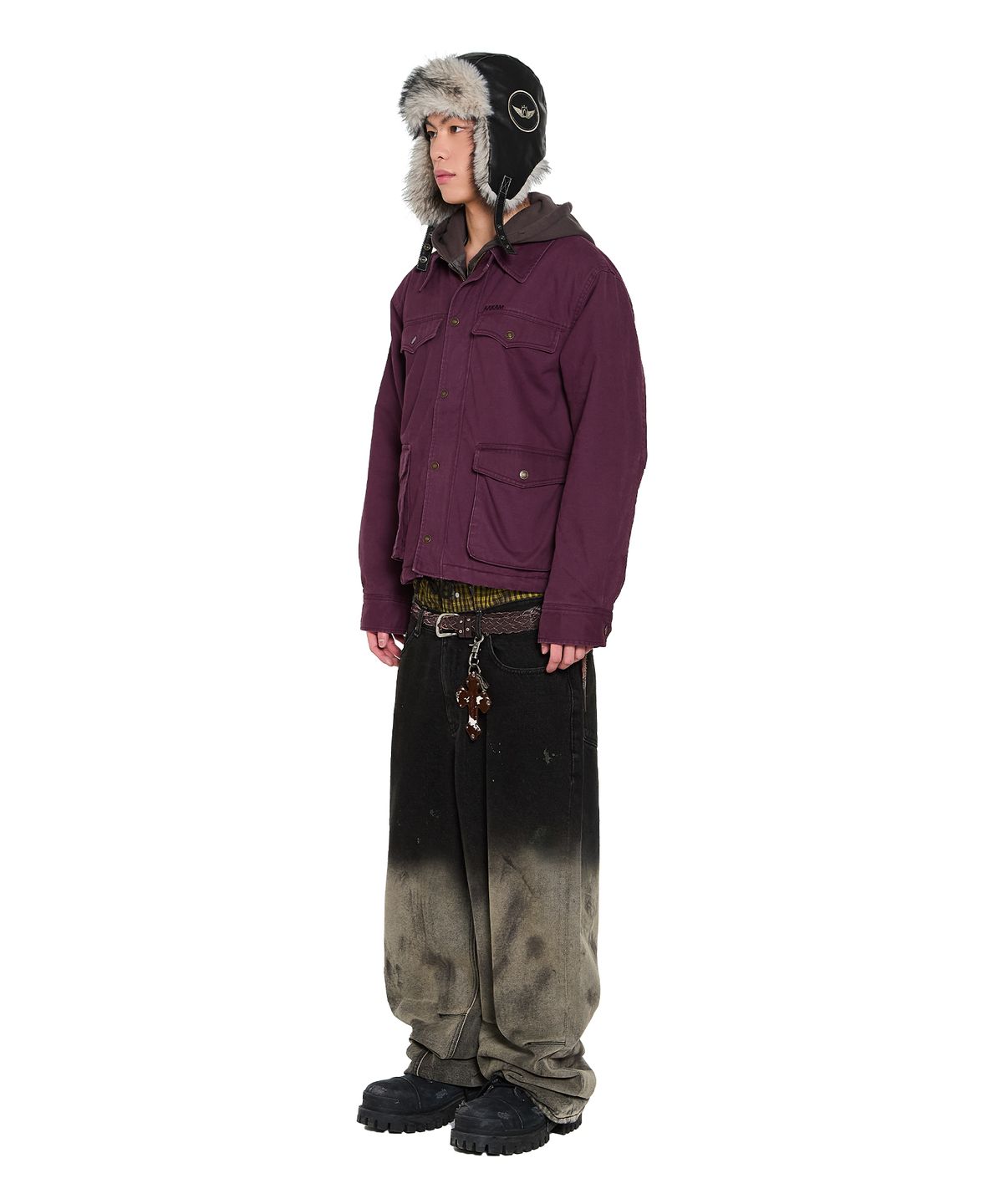 아캄(AAKAM) 4-Pocket Collar Work Jacket (Purple)
