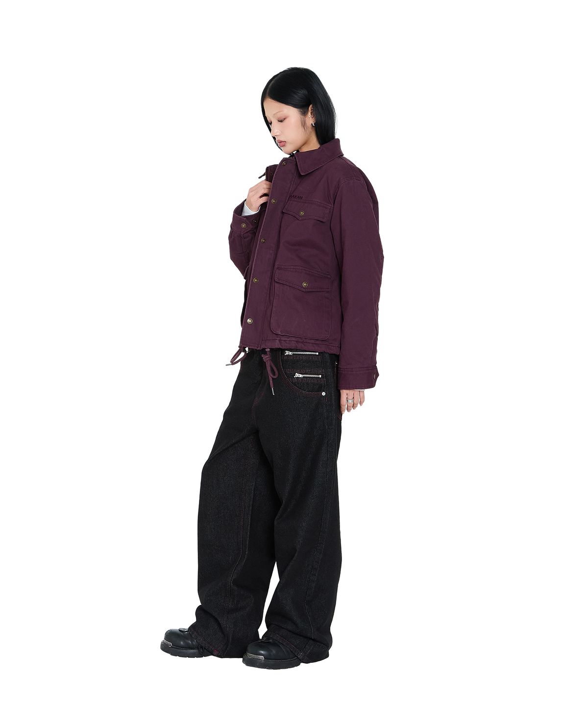 아캄(AAKAM) 4-Pocket Collar Work Jacket (Purple)