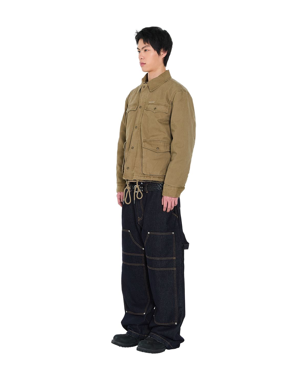 아캄(AAKAM) 4-Pocket Collar Work Jacket (Beige)