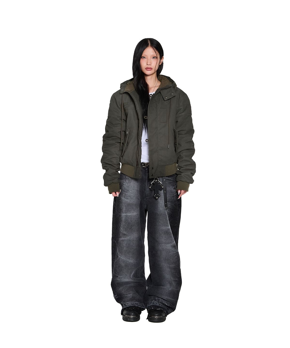 아캄(AAKAM) Button Placket Cotton Ma-1 Jacket (Khaki)