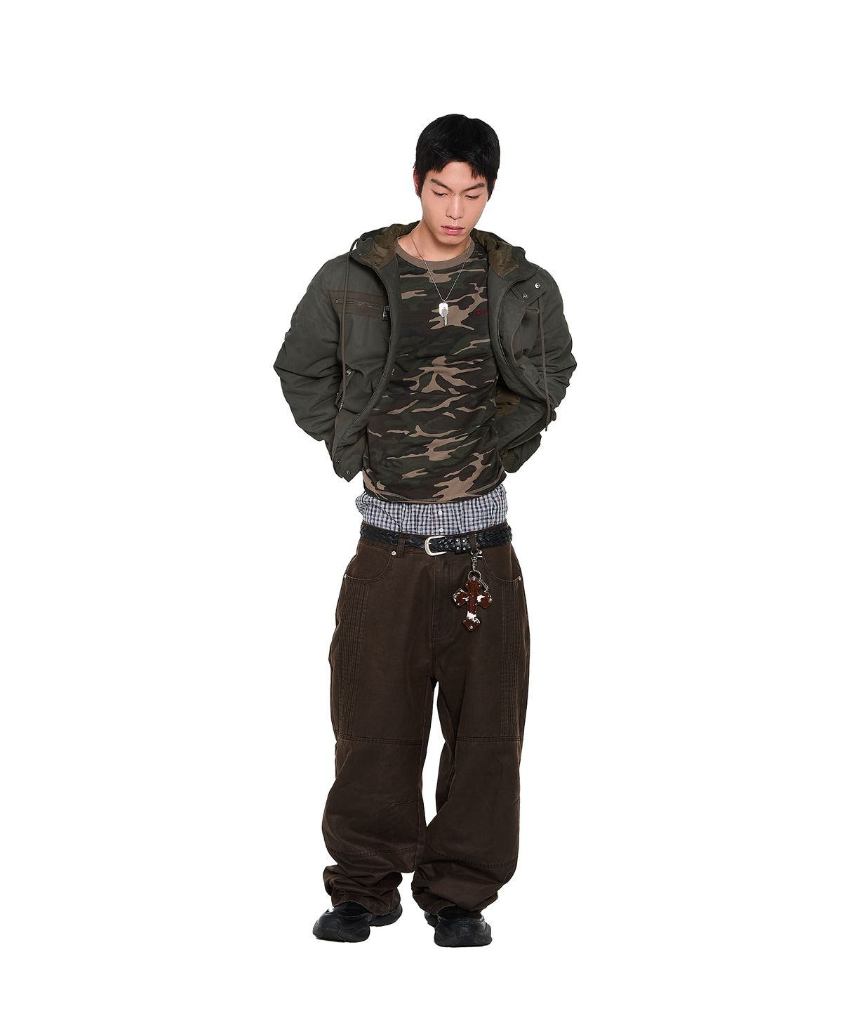 아캄(AAKAM) Button Placket Cotton Ma-1 Jacket (Khaki)