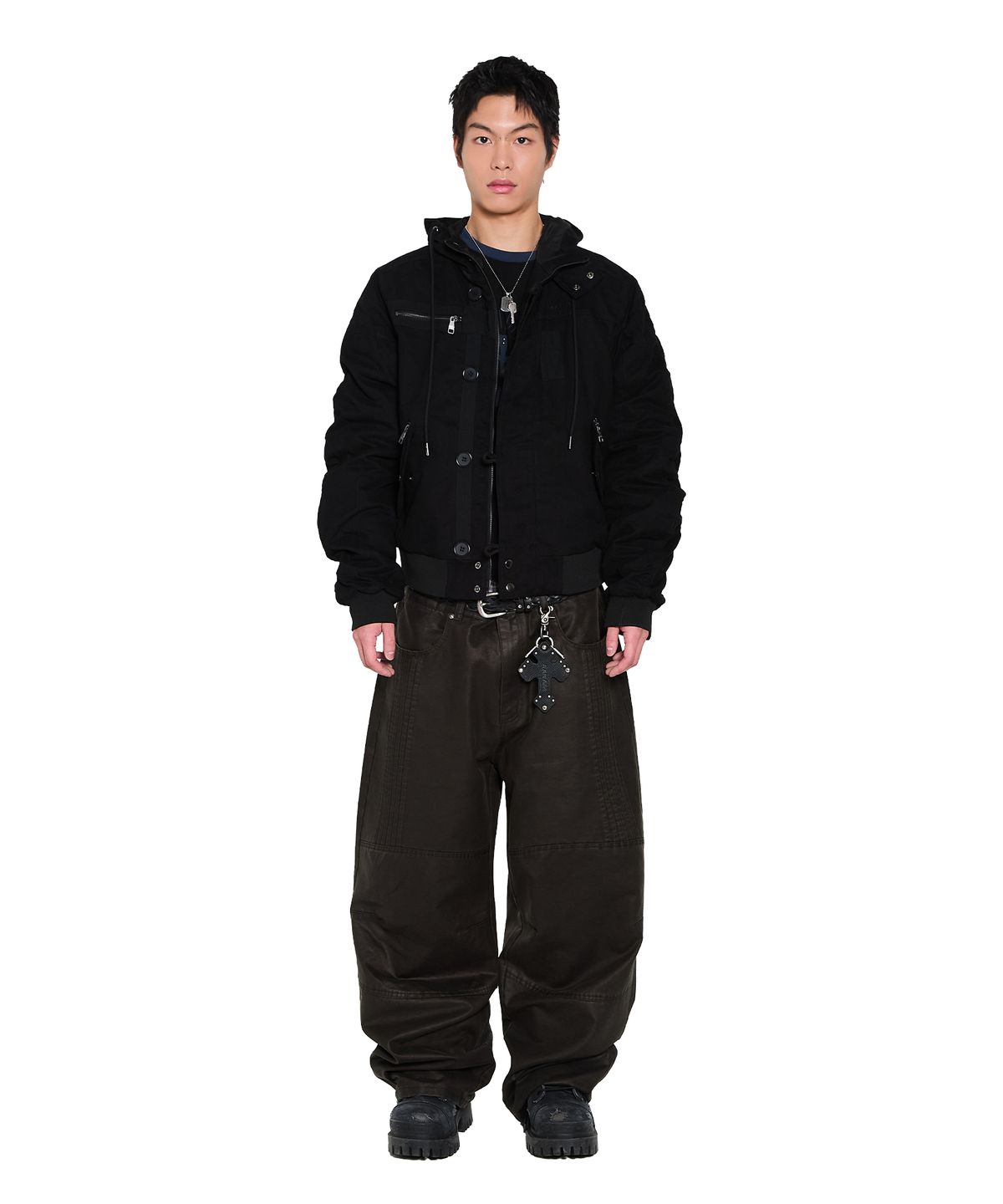 아캄(AAKAM) Button Placket Cotton Ma-1 Jacket (Black)