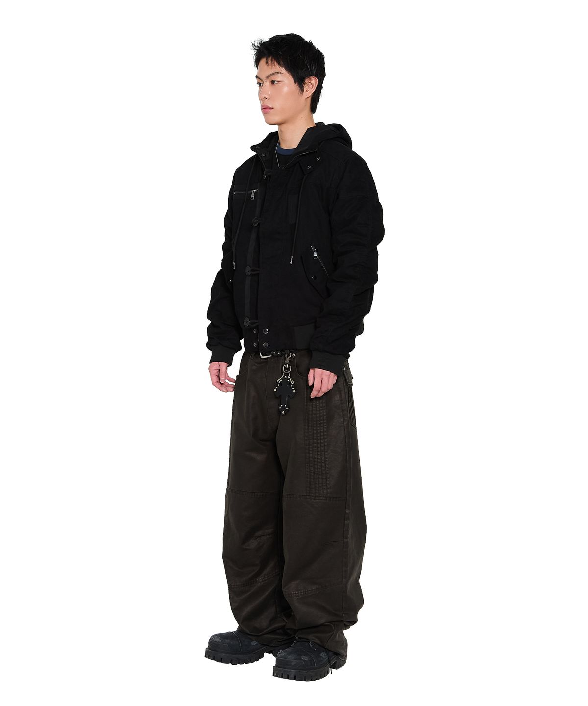 아캄(AAKAM) Button Placket Cotton Ma-1 Jacket (Black)