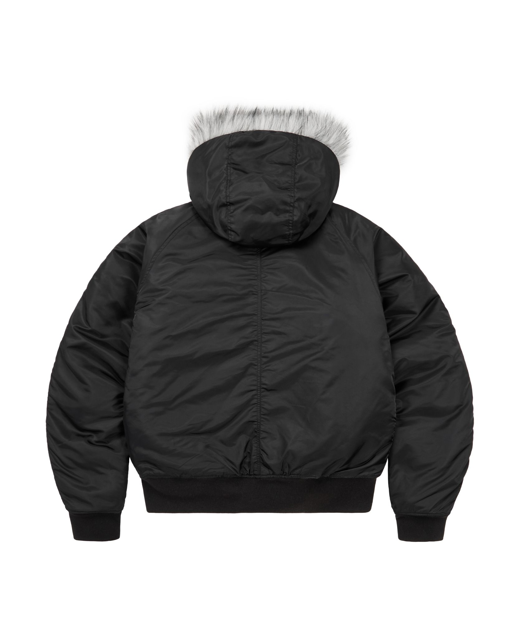 MUSINSA公式 | AAKAM Hooded Fur MA-1 Jacket (Black)