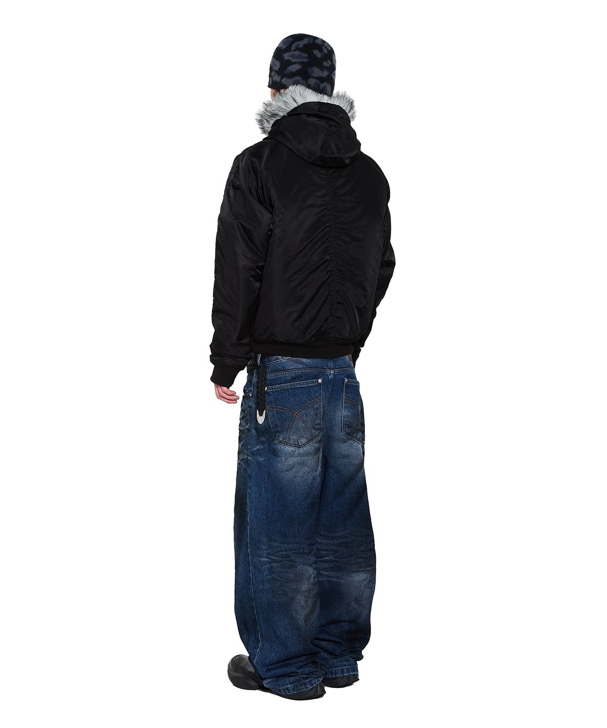 아캄(AAKAM) Hooded Fur MA-1 Jacket (Black)