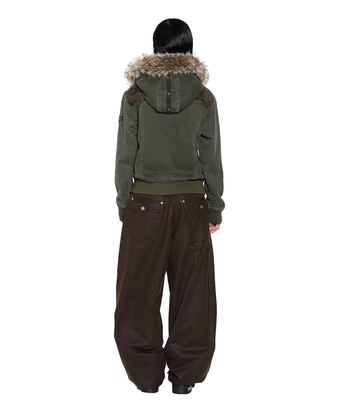아캄(AAKAM) Fur Camo Contrast Jacket (Khaki)