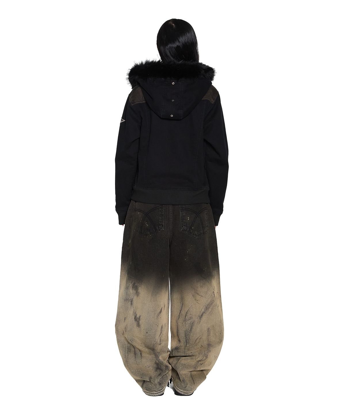 아캄(AAKAM) Fur Camo Contrast Jacket (Black)