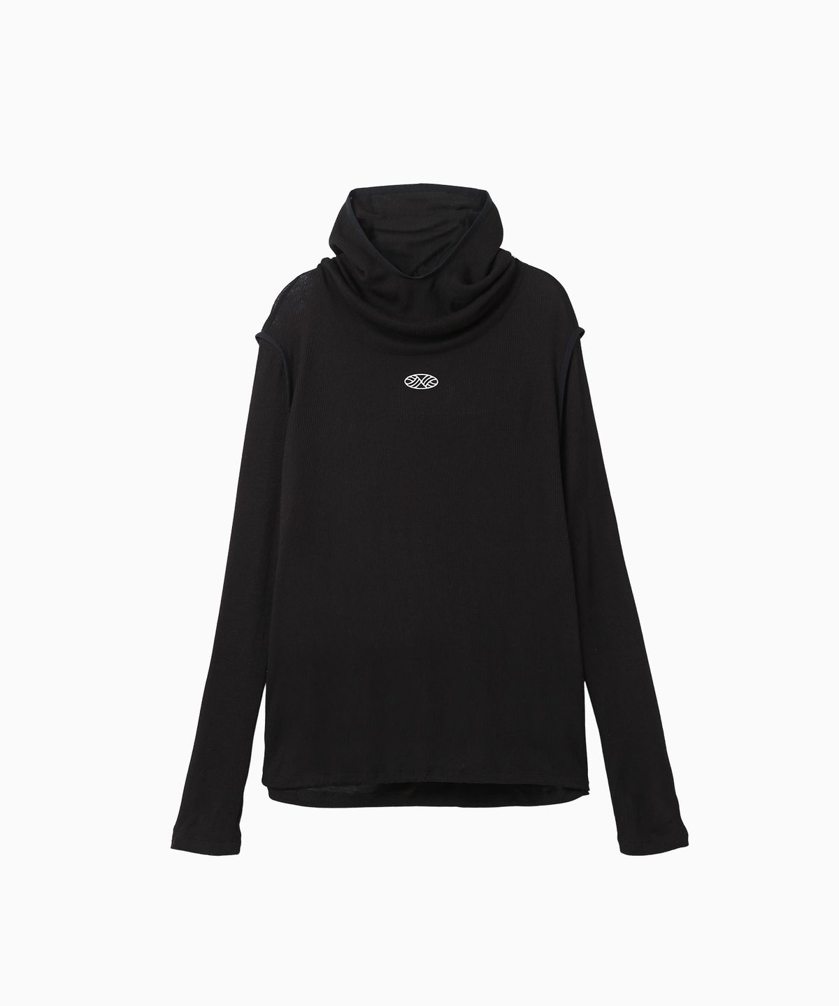 미나수(MENASOO) Wool High Neck Waffle Hoodie_Black