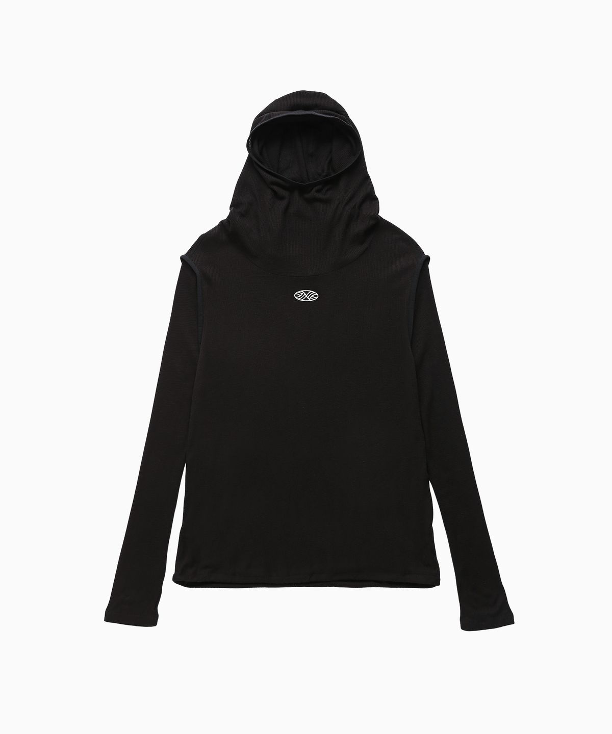 미나수(MENASOO) Wool High Neck Waffle Hoodie_Black