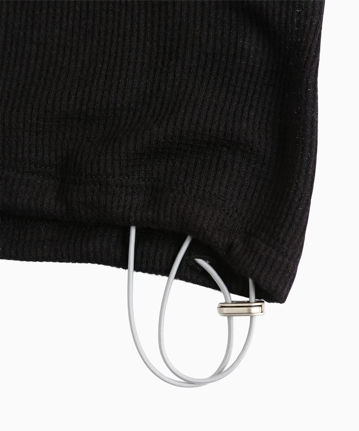 미나수(MENASOO) Wool High Neck Waffle Hoodie_Black