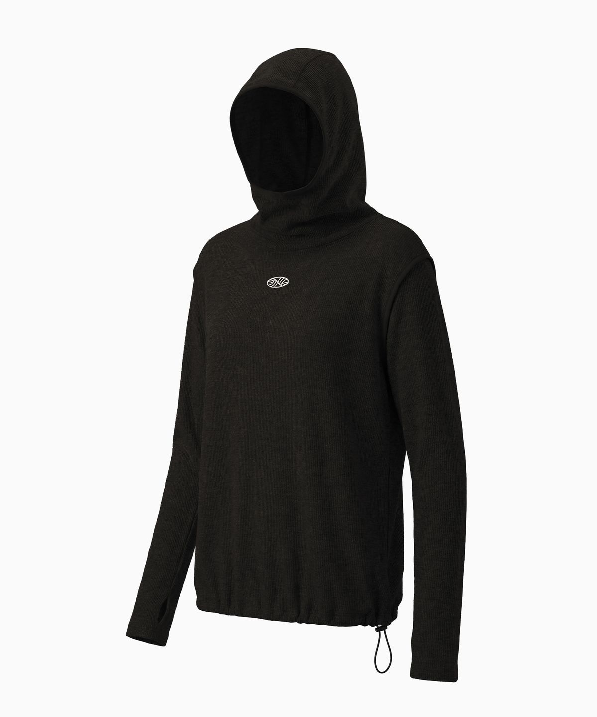 미나수(MENASOO) Wool High Neck Waffle Hoodie_Black