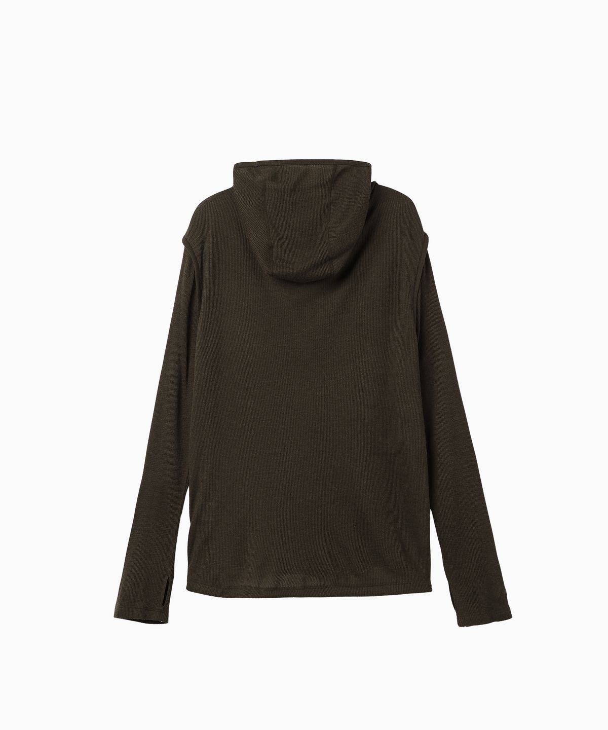 미나수(MENASOO) Wool High Neck Waffle Hoodie_Brown