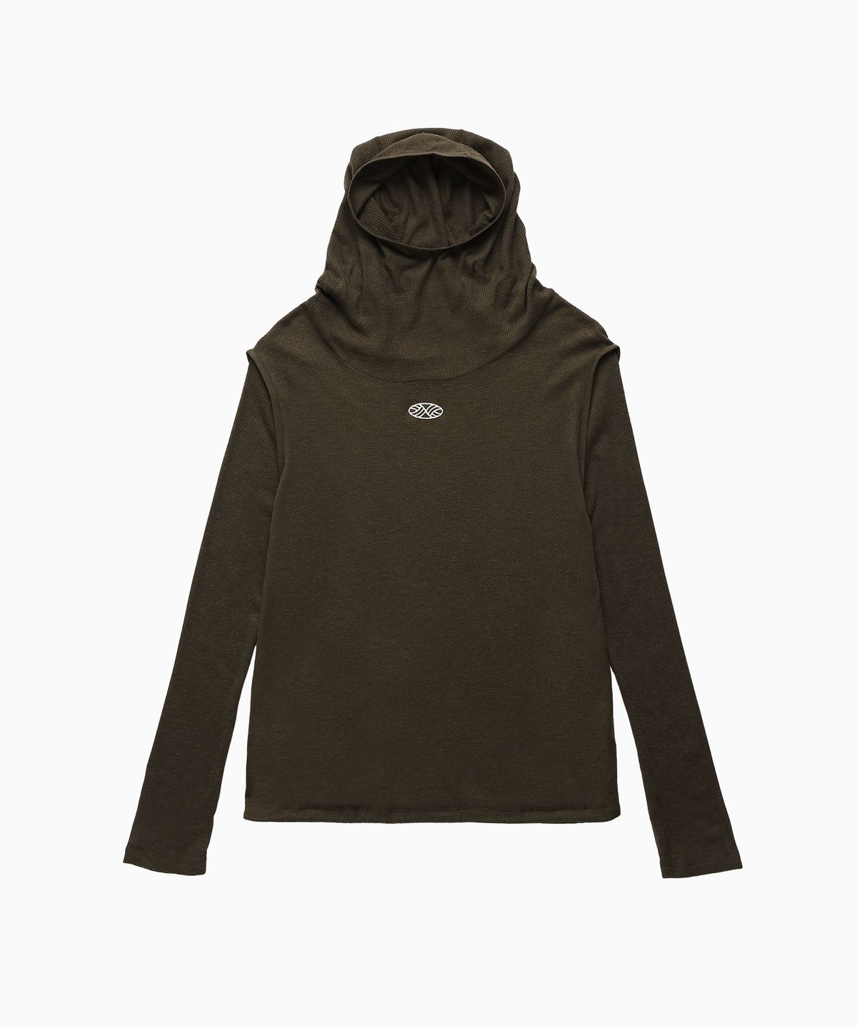 미나수(MENASOO) Wool High Neck Waffle Hoodie_Brown