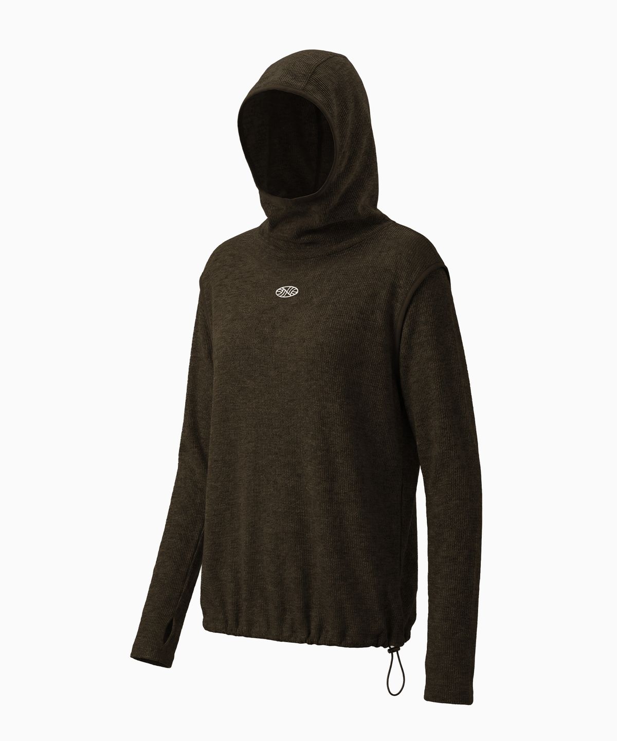 미나수(MENASOO) Wool High Neck Waffle Hoodie_Brown