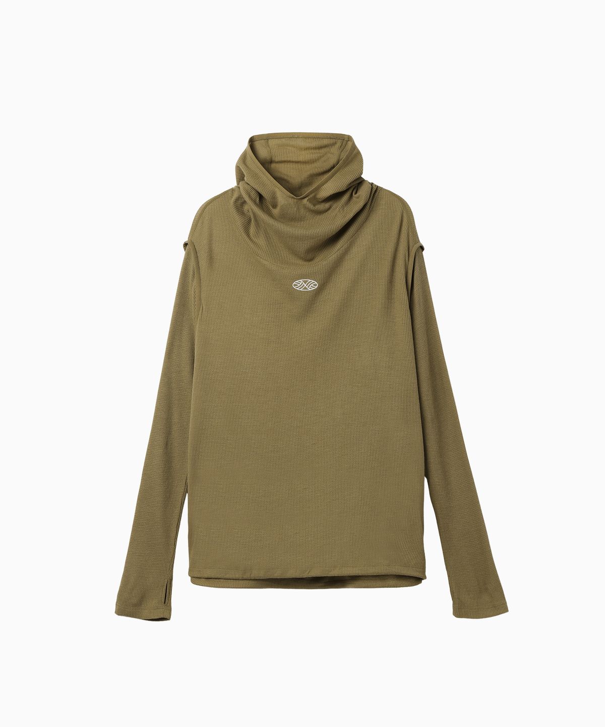 미나수(MENASOO) Wool High Neck Waffle Hoodie_Sand Beige