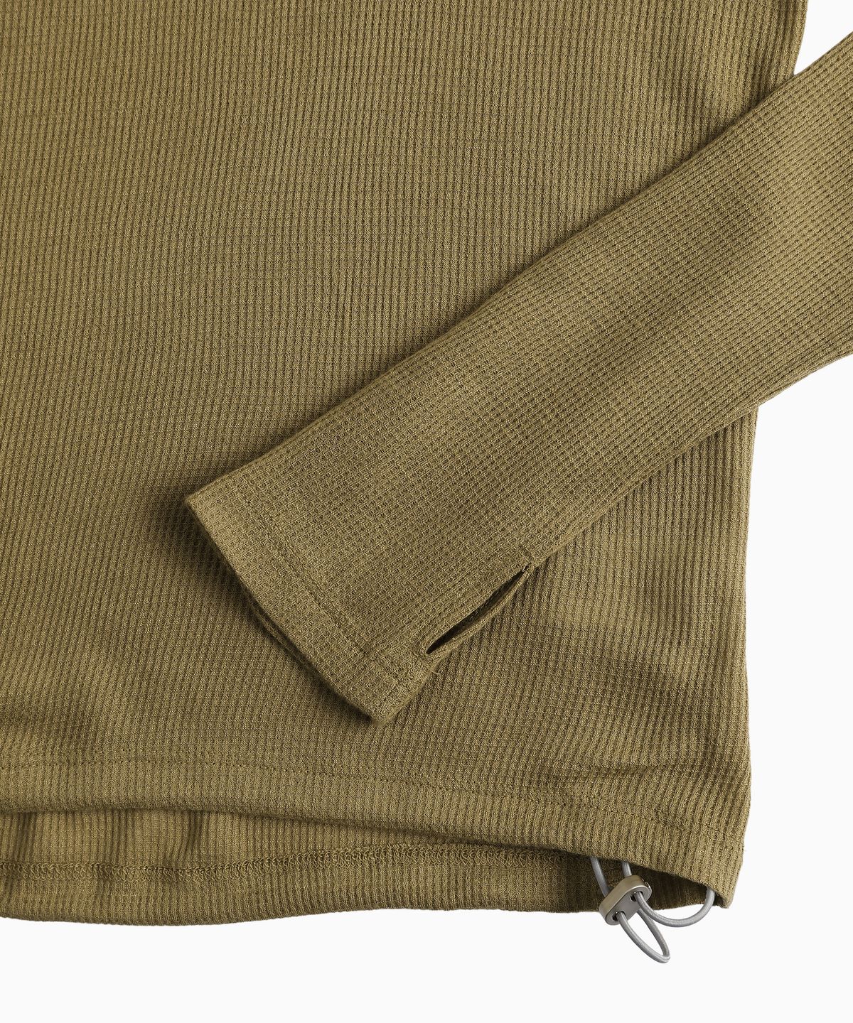 미나수(MENASOO) Wool High Neck Waffle Hoodie_Sand Beige