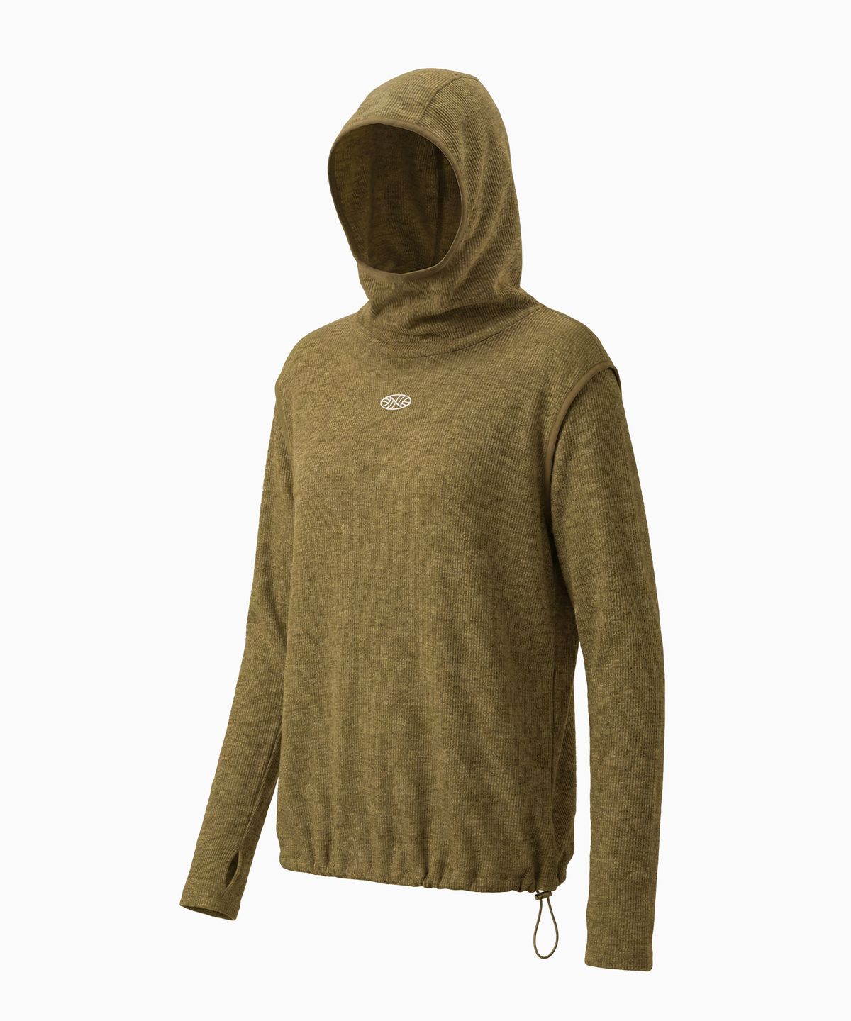 미나수(MENASOO) Wool High Neck Waffle Hoodie_Sand Beige