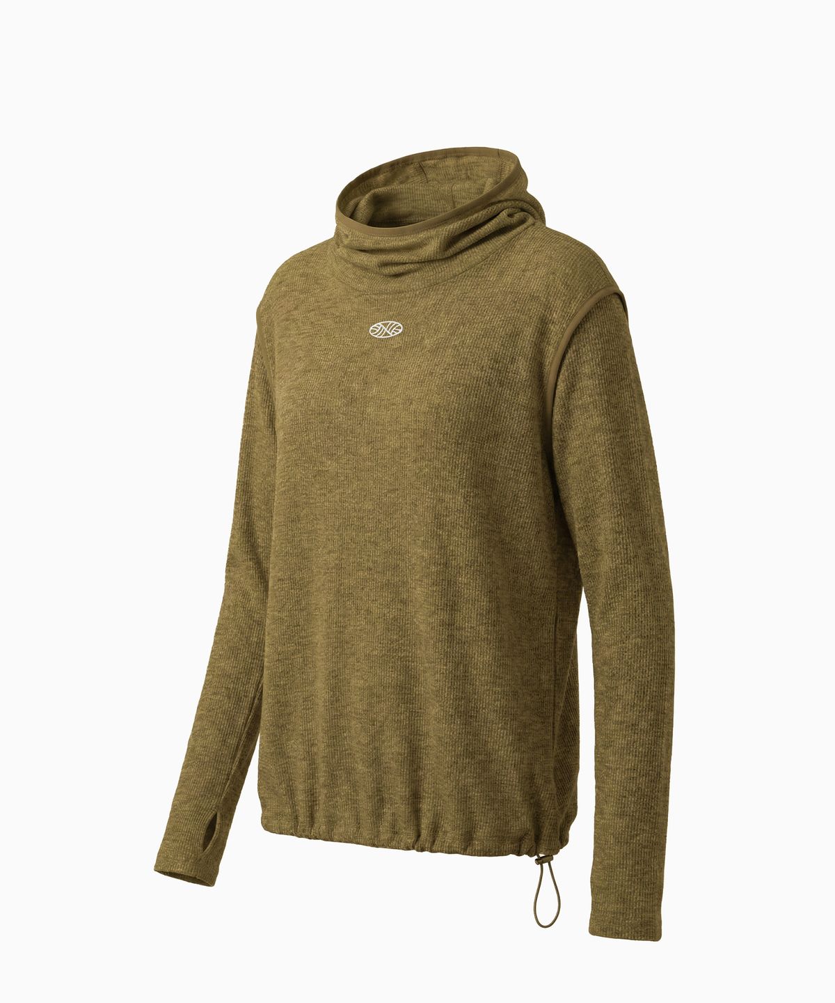 미나수(MENASOO) Wool High Neck Waffle Hoodie_Sand Beige