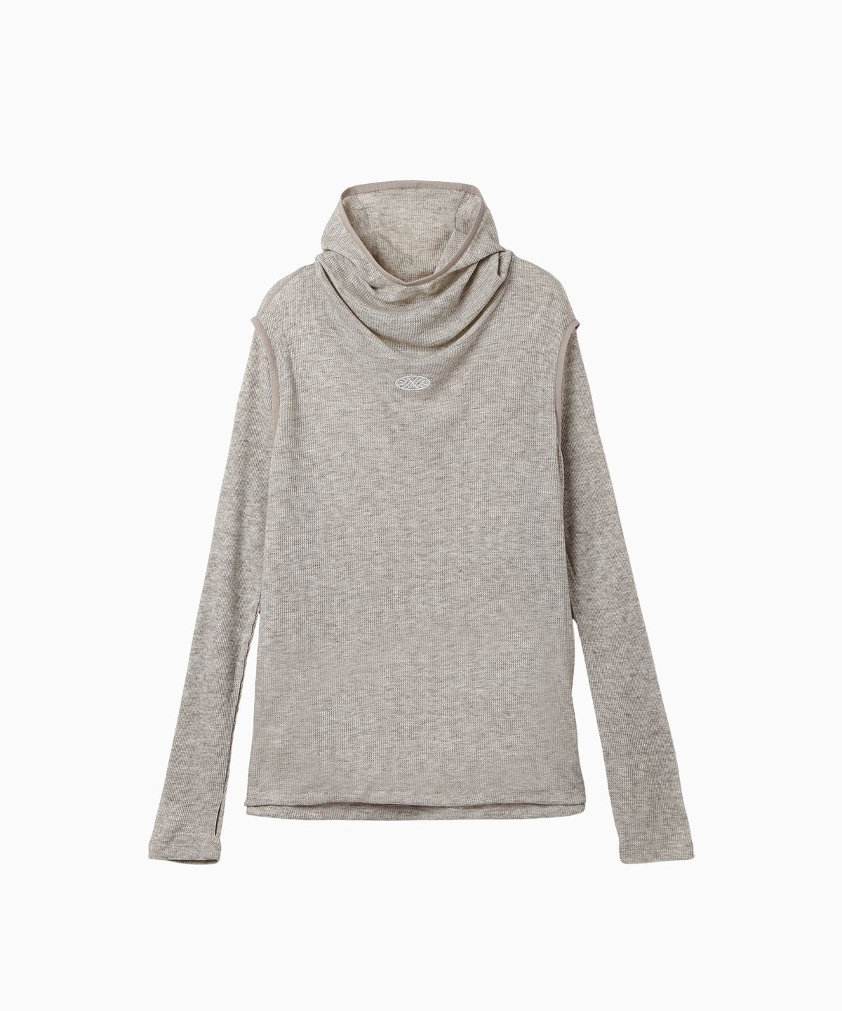 미나수(MENASOO) Wool High Neck Waffle Hoodie_Oatmeal