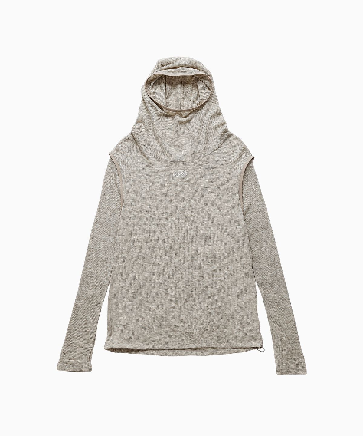 미나수(MENASOO) Wool High Neck Waffle Hoodie_Oatmeal