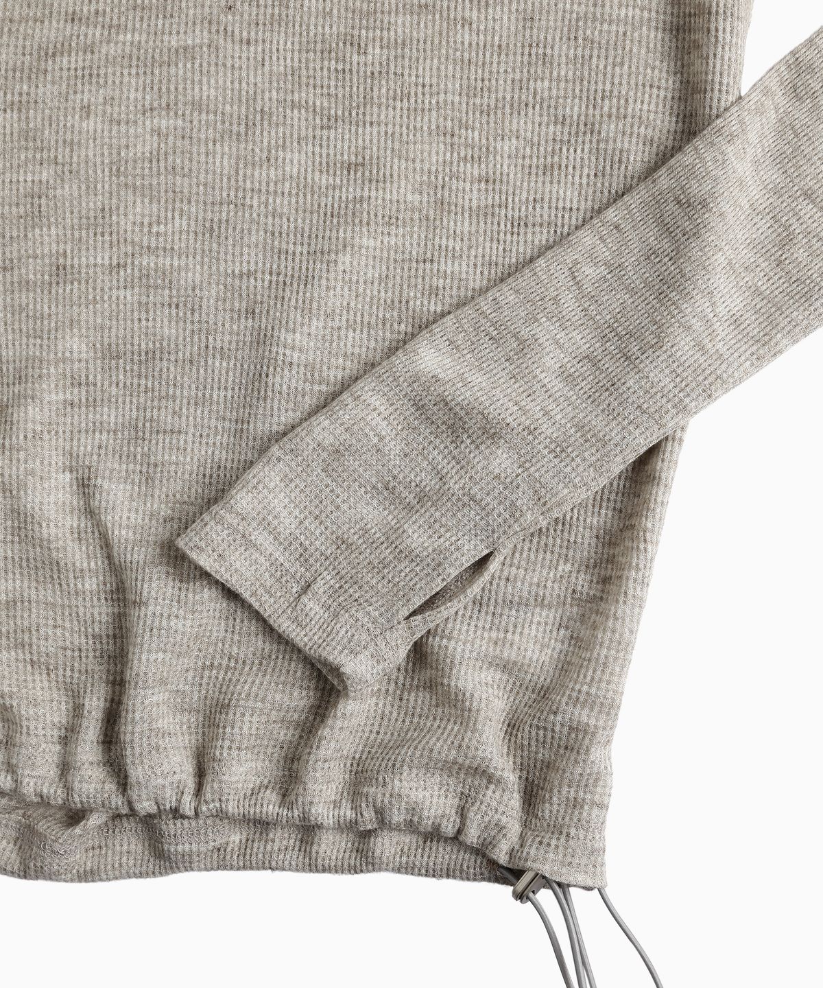미나수(MENASOO) Wool High Neck Waffle Hoodie_Oatmeal