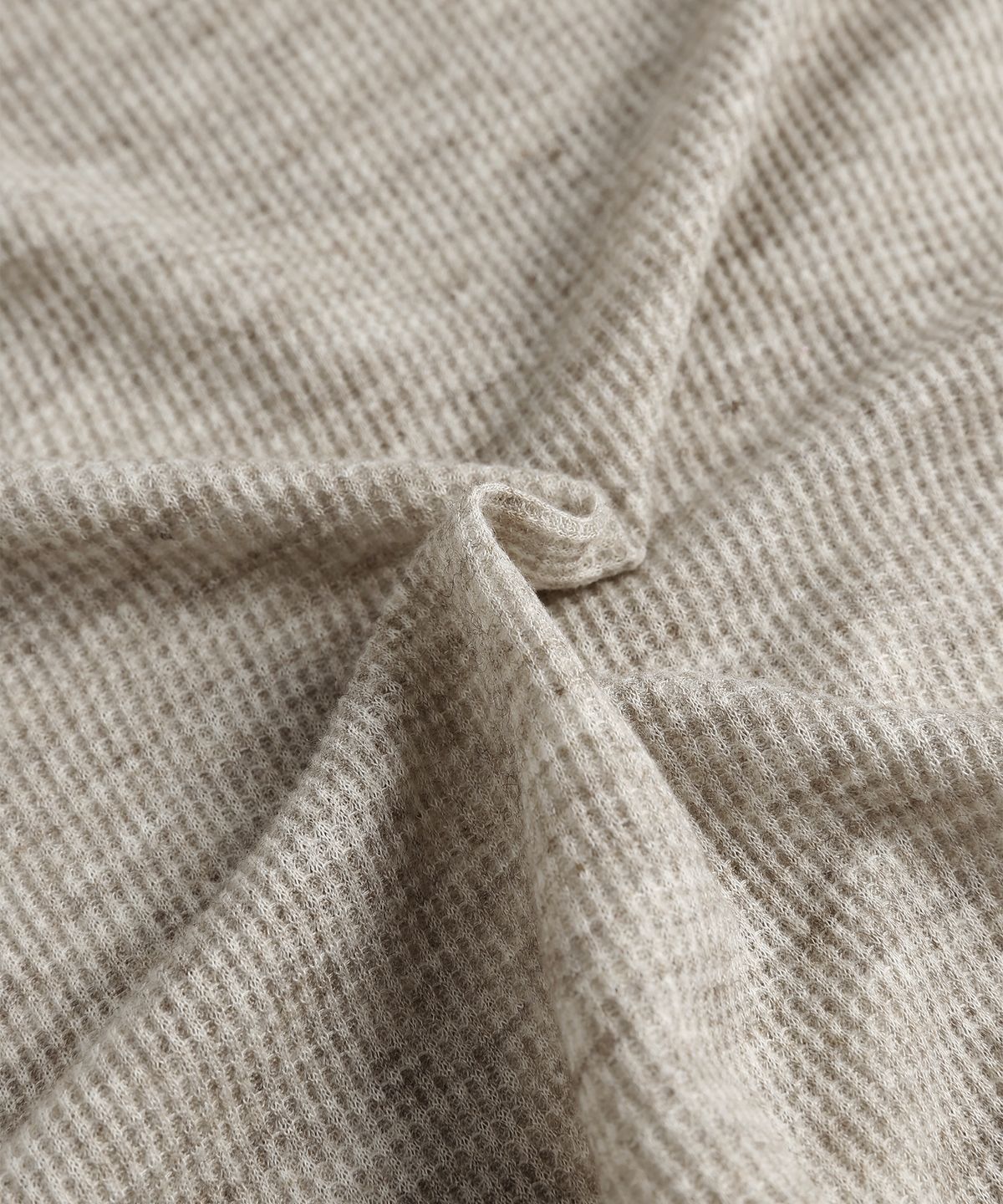 미나수(MENASOO) Wool High Neck Waffle Hoodie_Oatmeal