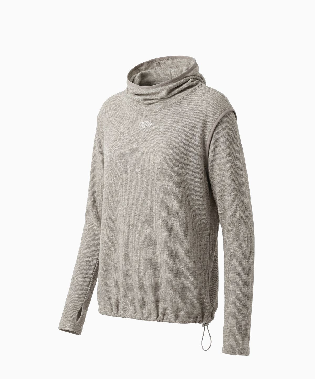 미나수(MENASOO) Wool High Neck Waffle Hoodie_Oatmeal