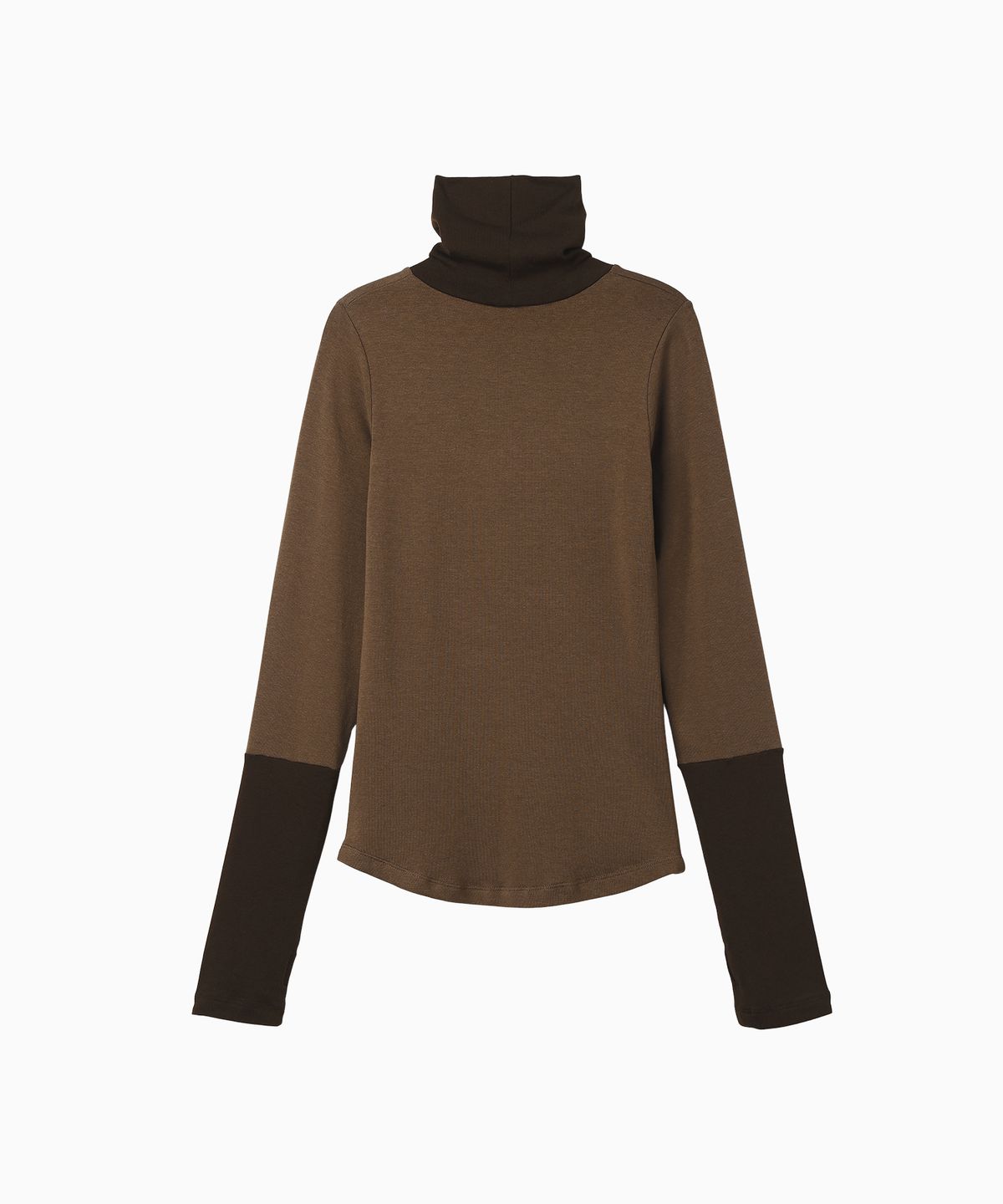 미나수(MENASOO) Track Warmer Color Turtleneck T Shirt_Brown